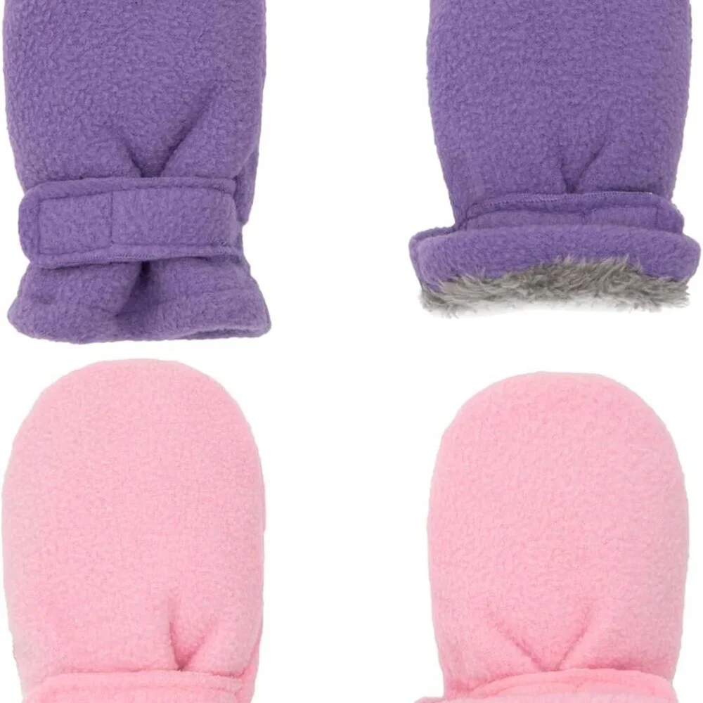 Toddler Baby Boy Girls Winter Warm Mittens - Kids Easy-On Sherpa Fleece Lined Sn